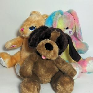 Lot of 3 build a bear bunnies and dog babw tie-dye stars puppy rabbit